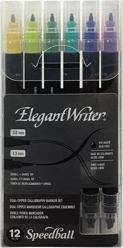 Vista 11 de Set de 6 marcadores de punta mediana para caligrafía Speedball Elegant Writer