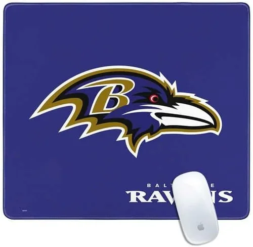 Vista 5 de Skinit Alfombrilla de mouse pequeña para juegos, diseño desgastado con licencia oficial de Baltimore Ravens con bordes cosidos, impermeable, base