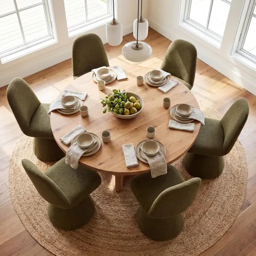 Vista 7 de DUOMAY Juego de 2 sillas de comedor giratorias de 360°, modernas de mediados de siglo, tapizadas con respaldo alto, base giratoria silenciosa, silla