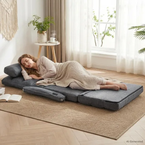 Vista 3 de Cómoda silla de piso con respaldo ajustable, sillas de sofá para juegos (gris) STHOUYN, 2 puertos de carga USB, interior, sofá perezoso, silla