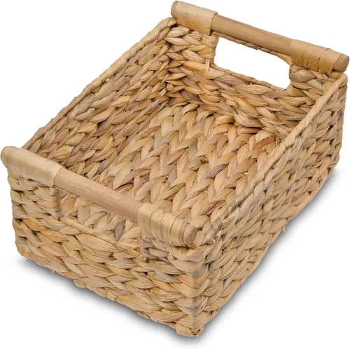 Vista 15 de VATIMA Cestas de hierba marina con asas de madera, juego de 3 cestas decorativas de mimbre natural para cocina