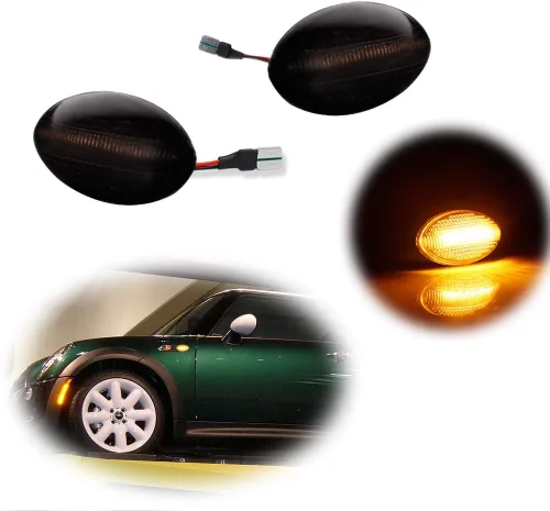 Vista 10 de Lente clara ámbar Led Fender lateral marcador luz de señal de giro lámpara para Mini Cooper R50 R52 R53 Lente Transparente