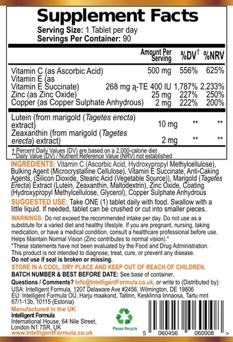 Vista 6 de Vision Defender AMD AREDS2 Vitaminas para los ojos – Fórmula AREDS 2 exacta con luteína y zeaxantina, vitaminas C y E, zinc 25 mg y cobre