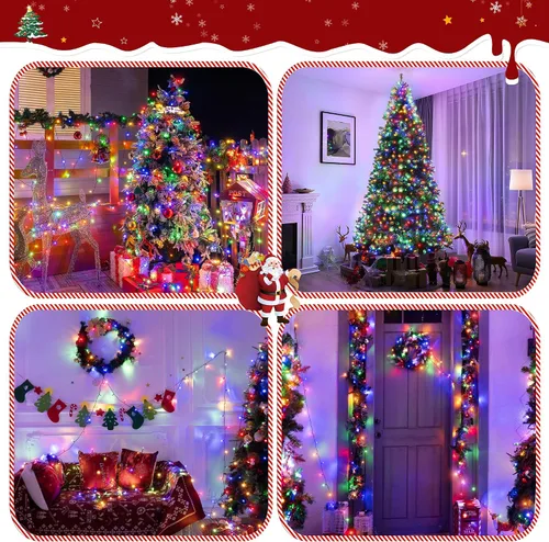 Vista 7 de Tira de luces de Navidad para exteriores, 8 modos, multicolor, 394 pies, 1200 LED