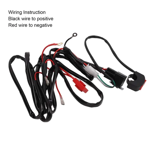 Vista 5 de Kit de arnés de cableado de luz LED para motocicleta, kit de arnés de cableado de barra de luz LED, interruptor de manillar de motocicleta