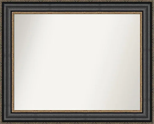 Vista 238 de Amanti Art Espejo personalizado, espejo de baño negro puente, espejo de pared o espejo de tocador de baño sobre el fregadero (26 x 26 pulgadas)
