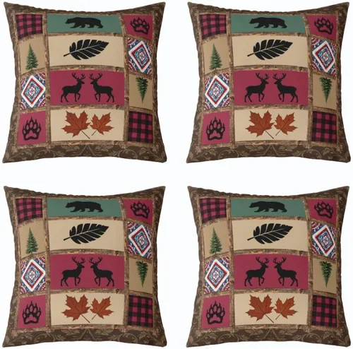 Vista 27 de Juego de 4 fundas de almohada con estampado de piel de vaca de 16 x 16 pulgadas, fundas de cojín de piel de vaca para sala de estar, dormitorio