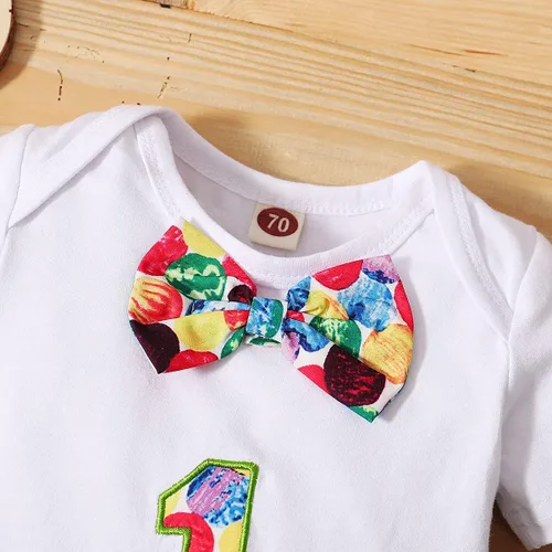 Vista 22 de IDOPIP Traje formal para bebé niño para el primer cumpleaños de Cake Smash con corbatín y tirantes y pantalones cortos para sesión de fotos