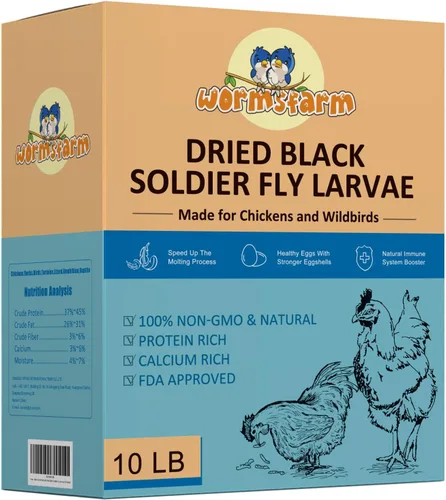 Vista 7 de WormsFarm Larvas secas de mosca soldado negro de 5 libras para pollo, más calcio que gusanos de harina, para gallina ponedora, aves silvestres