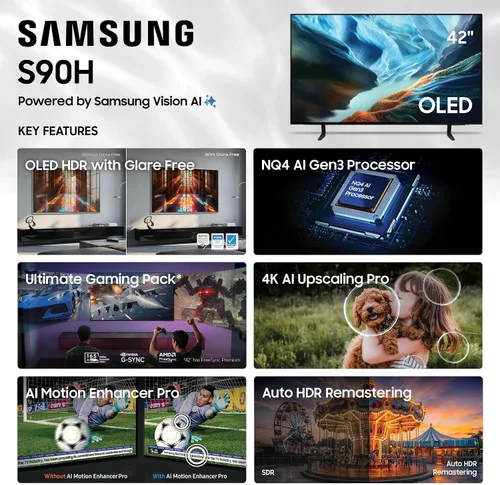 Vista 3 de Samsung Serie S90H de 42 pulgadas, OLED, 4K, Smart TV, modelo 2026