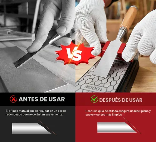 Vista 6 de Saker Piedra de afilar con herramienta de guía de afilado, juego de cinceles para carpintería, piedra aplanadora, sistema completo de afilado