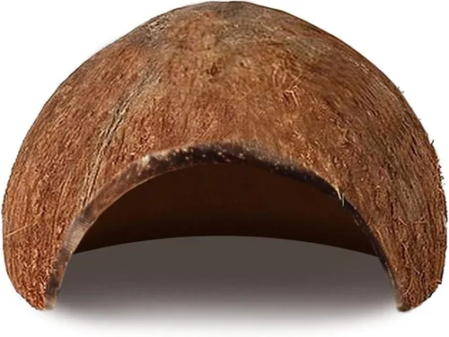 Vista 2 de SunGrow Cabaña de coco para Gecko crestado, piel de escalada de reptiles de 5 x 3 pulgadas, accesorios de hábitat de jaula de tanque de leopardo