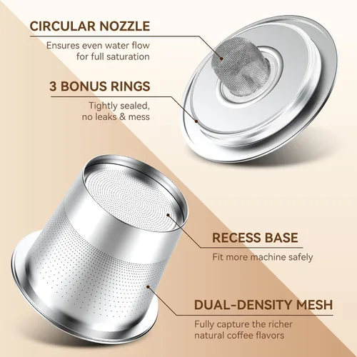 Vista 5 de CAPMESSO Cápsulas K reutilizables para Keurig 1.0: Cápsula de café de acero inoxidable metálica recargable K Cup - Filtros de café universales