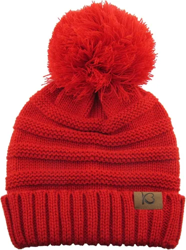 Vista 4 de KBETHOS Gorro de punto trenzado grueso de gran tamaño para mujer con pompón acanalado elástico