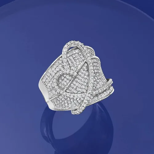 Vista 4 de Ross-Simons 1.40 ct. t.w. Diamond Heart Ring in Sterling Silver