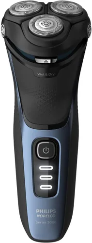 Vista 12 de Philips Norelco Shaver 3900 Series, afeitadora eléctrica húmeda y seca, P-Cap, estuche de viaje, soporte de carga, azul tormenta, modelo S3341/92