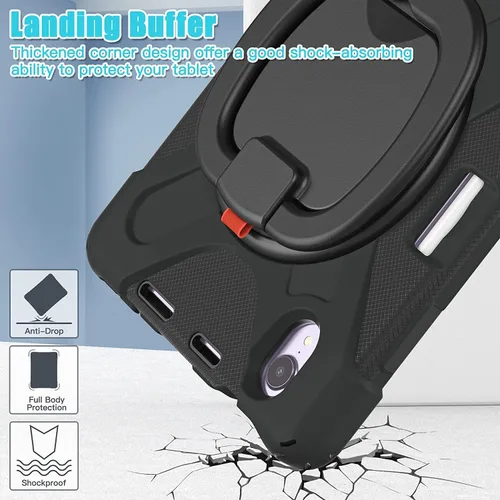 Vista 7 de Funda infantil para iPad mini 7 (A17 Pro) 2024/Mini 6 8.3 pulgadas Funda resistente a prueba de golpes con correa de mano, correa de hombro, Negro