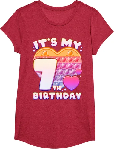 Vista 41 de Pop-it Birthday Girl 7 años de edad, Push it Pop Fidget Bubble Camiseta, Negro