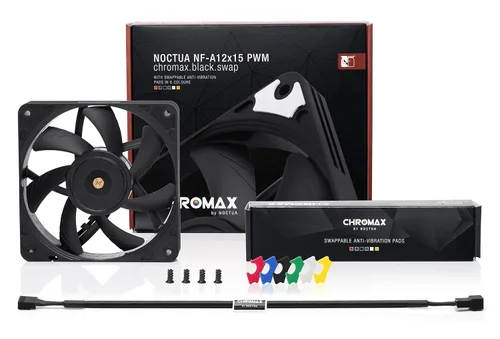 Vista 3 de Noctua NF-A12x15 PWM chromax.Black.swap, Ventilador Premium Silencioso y Delgado, 4-Pino (120x15mm, Negro)