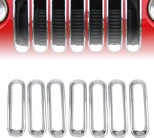 Vista 7 de Kit de inserciones de rejilla frontal de malla frontal 7 uds. Protector de rejilla para Wrangler JK/JKU 2007-2015 (negro)