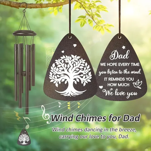 Vista 3 de Regalo para papá, campanillas de viento negras de 25 pulgadas, regalos de cumpleaños para papá de hija e hijo, regalos de papá para el día