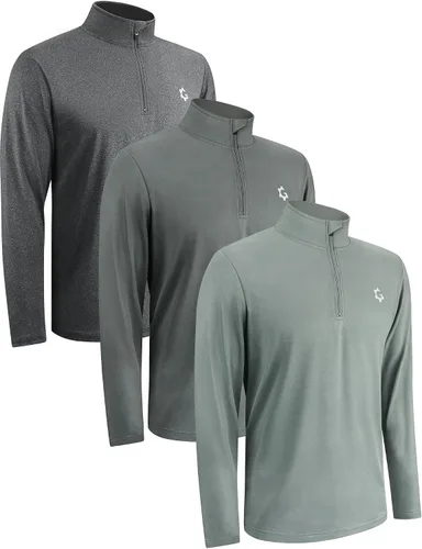 Vista 7 de 3Pack de sudaderas con cremallera de 1/4 para hombre, manga larga, para correr, atléticas, para golf, gimnasio, de secado rápido set d