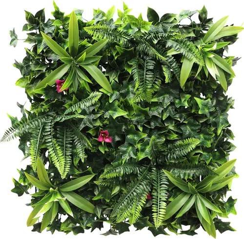 Vista 19 de E&K Panel de valla de plantas artificiales de 20 x 20 pulgadas, hojas sintéticas, césped, panel de privacidad para interiores y exteriores