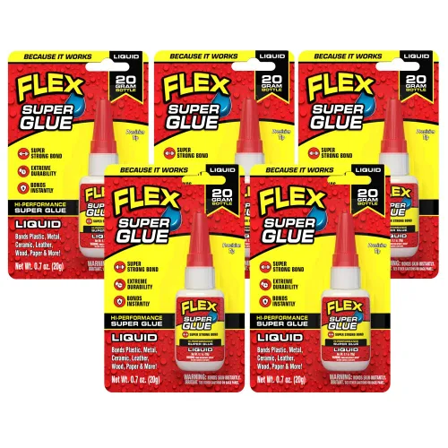 Vista 13 de Flex Super Glue Líquido, Botella de 20 Gramos, Pack de 2, Transparente, Enlace Instantáneo, Secado Rápido, Adhesivo de Cianoacrilatos, Punta