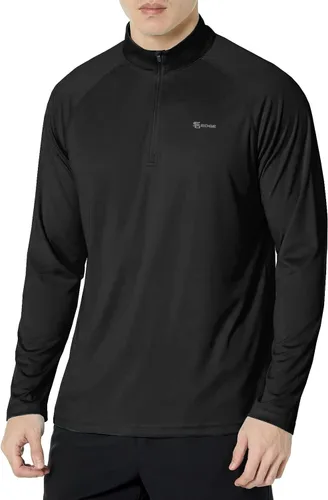 Vista 13 de Men's UPF 50+ Rash Guard 1/4 Zip Stand Collar Swim Shirt Long Sleeve Berry Conservar
