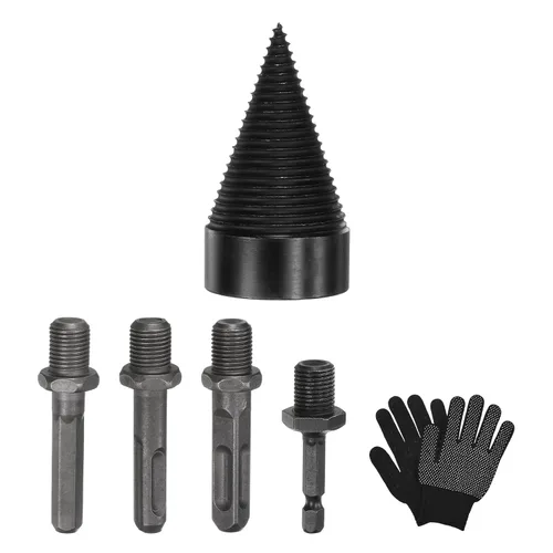Vista 12 de M METERXITY Paquete de 1 broca divisora de madera de 1.260 in + 4 asas (cuadrada+redonda+vástago hexagonal+hexagonal pequeño) broca divisor de leña