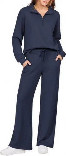 Vista 20 de Ekouaer 2 Piece Sets for Women Half Zip Lounge Sets Matching Fall Outfits Black