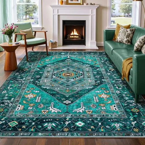 Vista 118 de SERISSA - Tapetes florales vintage, antideslizante, lavable, pequeño, ultrasuave, bohemio, de pelo bajo, para entrada, interiores, habitación