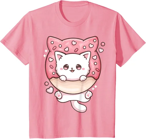 Vista 86 de Camiseta Kawaii Cat Donut Anime Lover Otaku, Negro
