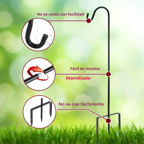 Vista 4 de EXCMARK - Gancho de pastor de altura ajustable de 81/61/41 cm y 1,3 cm de grosor. Úsalo en bodas, para colgar luces solares, linternas, comederos