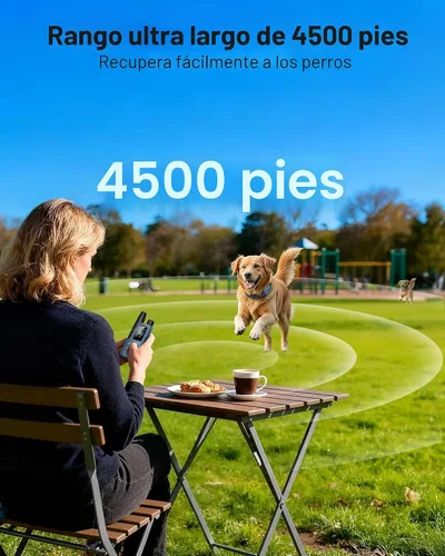 Vista 3 de Collar de choque para perro, collar de entrenamiento para perros de 4500 pies con control remoto, IPX8 impermeable, collar eléctrico para perro