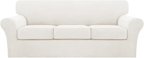 Vista 91 de Turquoize 2 fundas para sillas de sala de estar, funda de sofá con fundas de cojín individuales, funda de muebles para sillas (silla, beige biscotti)