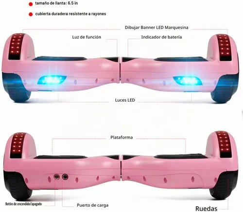 Vista 2 de Flying-ANT Hoverboard de 6.5 pulgadas, autoequilibrante, con Bluetooth y luces LED intermitentes, aeropatín para niños y adolescentes