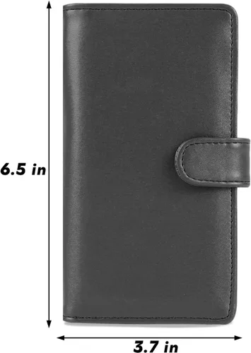 Vista 2 de Cubierta de cuero de la PU para registrar cheques duplicados, soporte de chequera de bloqueo RFID, Negro -, Estilo Billetera