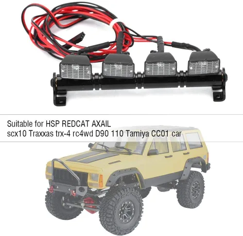 Vista 2 de Barra de luz LED para coche RC, 4 LED Barra de luz de techo Luces de techo Pieza accesorio para Axial scx10 RC Car (blanco)
