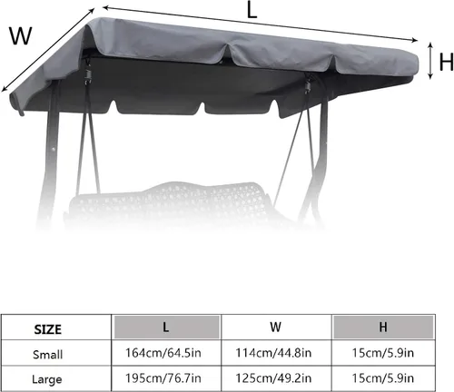 Vista 10 de Toldo de repuesto para silla columpio, funda de asiento de jardín de 2 plazas, impermeable, resistente al viento, anti-UV, resistente, a prueba