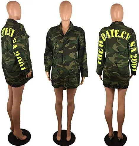 Vista 4 de Abrigo de camuflaje militar con estampado de camuflaje BF para mujer