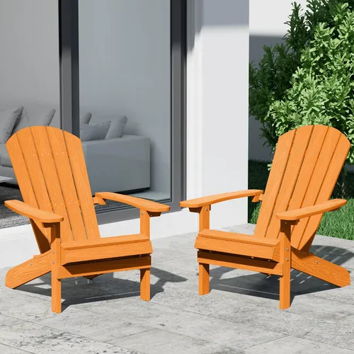 Vista 32 de YEFU Silla Adirondack de plástico resistente a la intemperie, sillas de patio con instalación fácil en 5 pasos, se ve exactamente como madera real