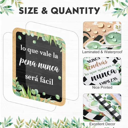 Vista 3 de Pasimy 24 carteles inspiradores en español Bienvenidos para el aula, carteles motivacionales de eucalipto, juego de tablones de anuncios