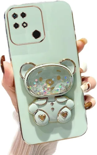 Vista 89 de Miagon Bear - Funda con soporte para espejo para Xiaomi Redmi A1, Quicksand Glitter Electroplated Soft TPU Protector Slim a prueba de golpes