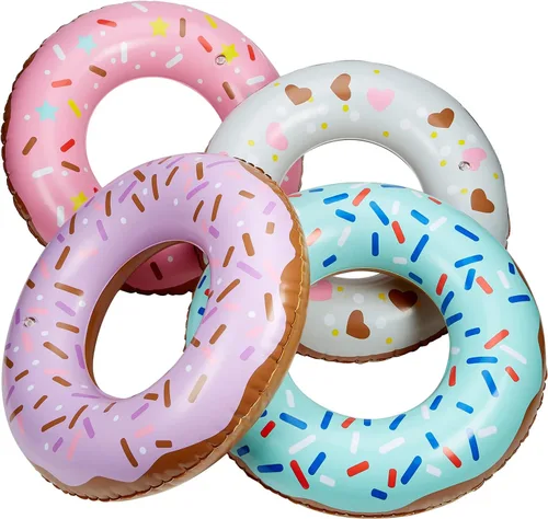 Vista 7 de Playbees Donut Pool Floats - 20 Inch - Inflatable Floaties for Kids - Summer Water Toys