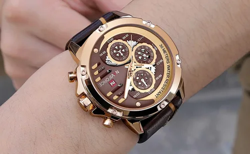 Vista 7 de NAVIFORCE Relojes deportivos militares para hombre, reloj impermeable analógico de cuarzo, correa de piel, fecha, calendario, reloj de pulsera