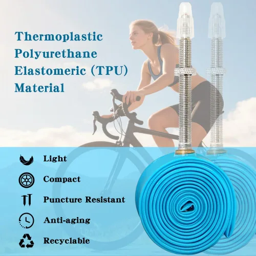 Vista 3 de Paquete de 4 tubos interiores ultraligeros de TPU para bicicleta, 700x18C/23C/25C/28C/30C/32C Presta 45/65/3.346 in para viajes diarios, conducción