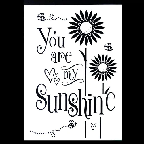 Vista 2 de Plantilla decorativa de bricolaje con texto en inglés "You are My Sunshine" para álbumes de recortes, pintura en pared, muebles y manualidades