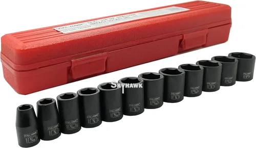 Vista 3 de Juego CRV de 12 piezas de 3/8" Dr. 6 PUNTOS SAE Estándar/Zócalo de impacto poco profundo Cromo Vanadio CRV