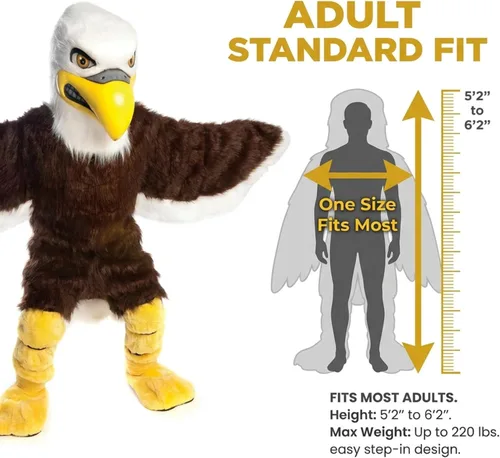 Vista 5 de TCDesignerProducts Disfraz de mascota de águila feroz, traje profesional de mascota de cuerpo completo, cabeza de espuma, ventilador incorporado